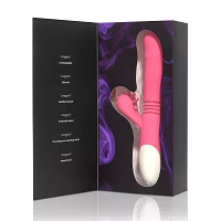 Ultimate Threesome Pink Thrusting Rechargeable Rabbit Vibrator 9.3 Inch - Hott Love Extreme
