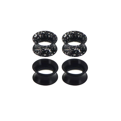 Multi-Pack Black Splatter Tunnel Plugs - 2 Pair