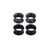 Multi-Pack Black Splatter Tunnel Plugs - 2 Pair