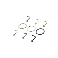 Multi-Pack CZ  L Bend and Hoop Nose Rings 9 Pack - 20 Gauge