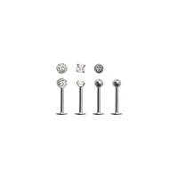 Multi-Pack Paved CZ Labret Lip Rings 4 Pack - 16 Gauge