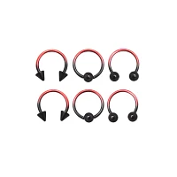 Multi-Pack Ombre Horseshoe Rings and Captive - 3 Pair