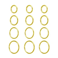Multi-Pack Goldtone Hoop Nose Rings - 12 Pack