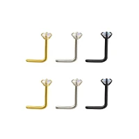 Multi-Pack Gem L-Bend Nose Rings - 6 Pack