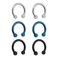 Multi-Pack Blue Horseshoe Rings - 3 Pair