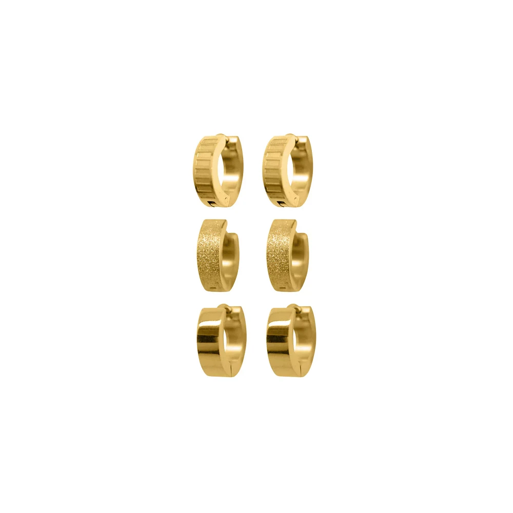 Goldtone Huggie Hoop Earrings 3 Pair - 18 Gauge