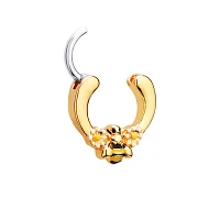 Goldtone Bumble Bee Daisy Clicker Septum Ring - 16 Gauge