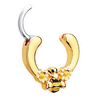 Goldtone Bumble Bee Daisy Clicker Septum Ring - 16 Gauge