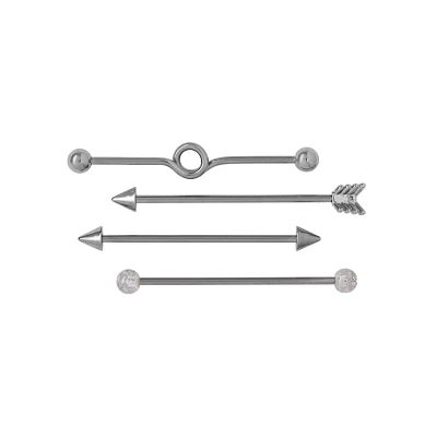Multi-Pack Glitter Arrow Industrial Barbells 4 Pack - 14 Gauge