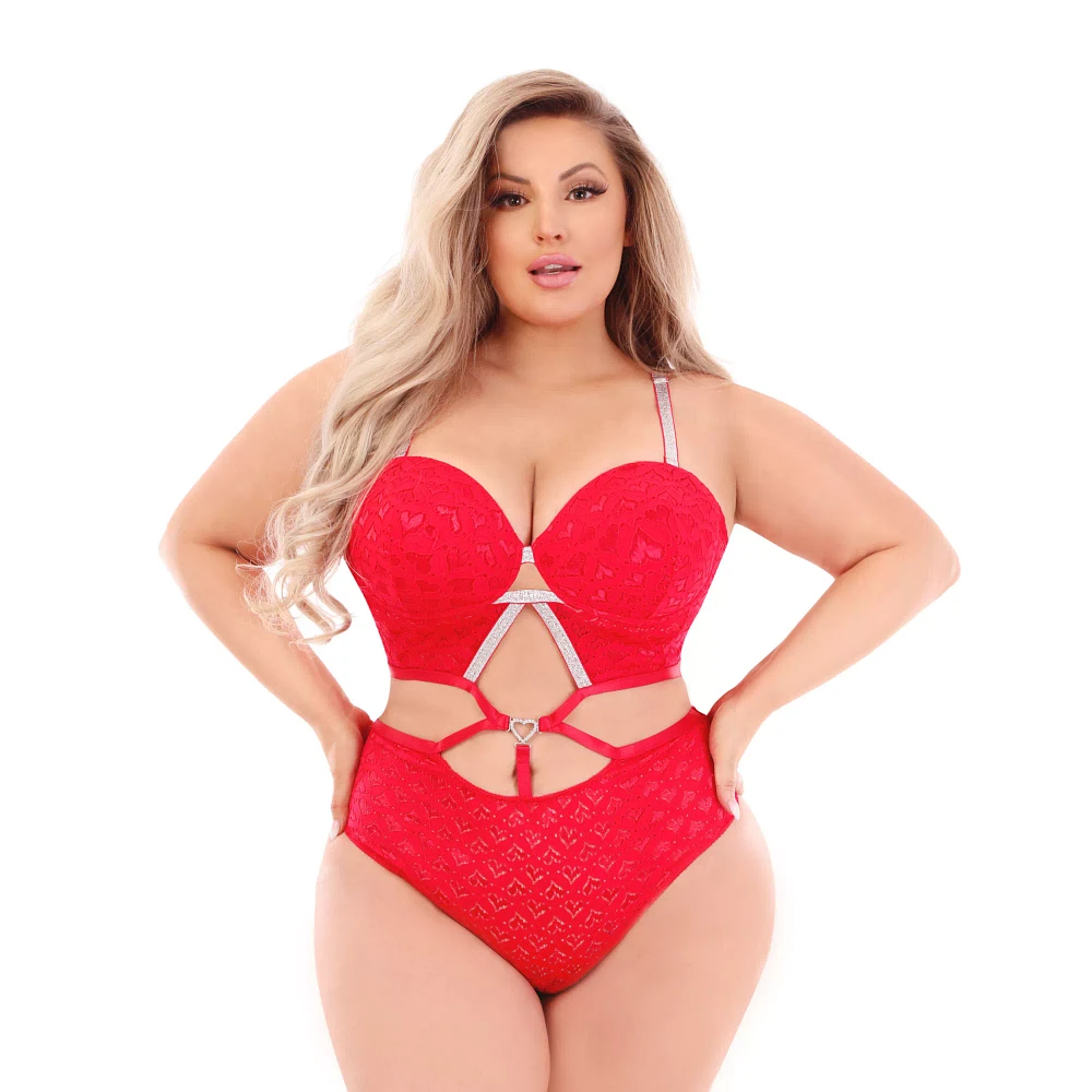 Plus Red Lace Charm Bodysuit