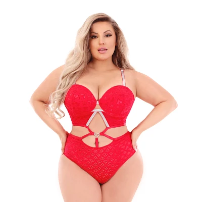 Plus Red Lace Charm Bodysuit