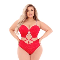 Plus Red Lace Charm Bodysuit