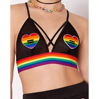 Rainbow Striped Pride Heart Bralette