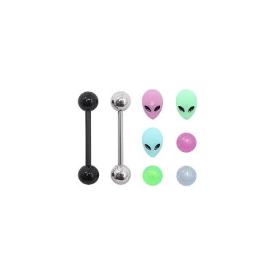 Multi-Pack Barbells with Extra Balls 8 Pack - 14 Gauge
