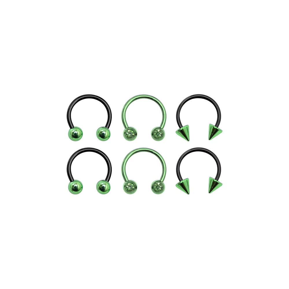 Multi-Pack Ombre Black and Horseshoe and Captive Rings 6 Pack