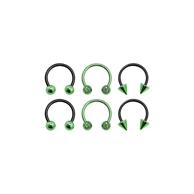 Multi-Pack Ombre Black and Horseshoe and Captive Rings 6 Pack