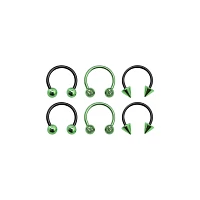 Multi-Pack Ombre Black and Horseshoe and Captive Rings 6 Pack