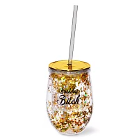 Birthday Bitch Glitter Cup with Straw