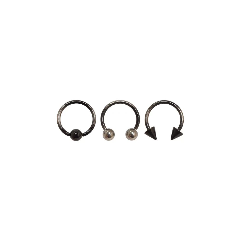 Multi-Pack Ombre Horseshoe Rings and Captive Ring 3 Pack - 16 Gauge
