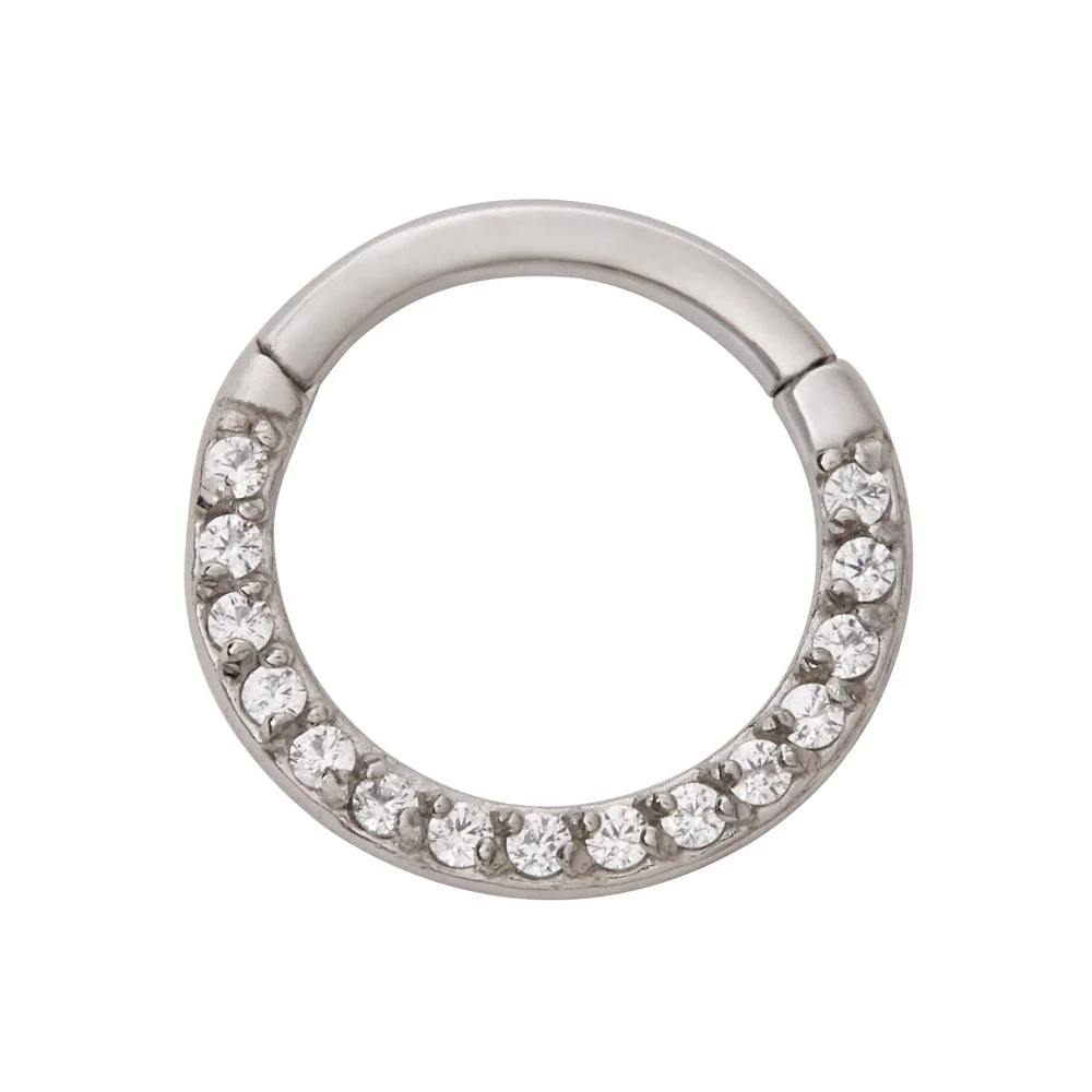 CZ Segment Hinged Hoop Ring