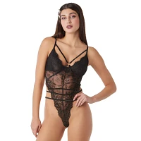 Black Lace Strappy Lingerie Bodysuit