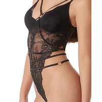Black Lace Strappy Lingerie Bodysuit