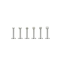 Multi-Pack CZ Labret Lip Rings 6 Pack - 16 Gauge