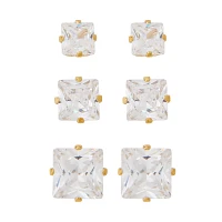 Multi-Pack CZ Square Stud Earrings - 20 Gauge