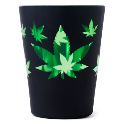Black and Green Leaf Shot Glass - 1.5 oz.