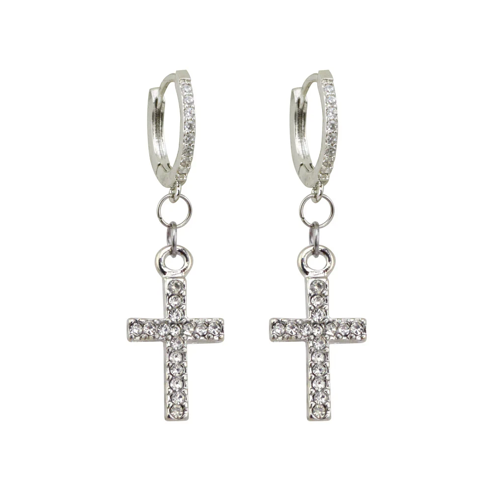 CZ Cross Dangle Earrings