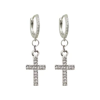 CZ Cross Dangle Earrings
