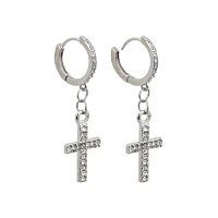 CZ Cross Dangle Earrings
