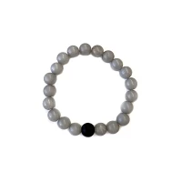 Long Distance Black and Gray Beaded Bracelets - 2 Pack