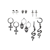 Snake Cross Skull Earrings - 6 Pair
