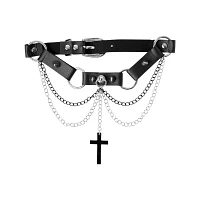 Cross Chain Spike Choker Necklace
