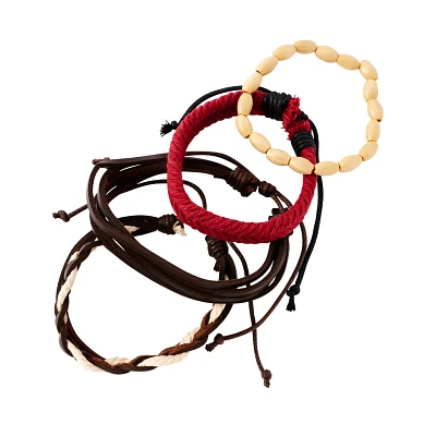 Multi-Pack Tan Red and Brown Intertwined Bracelets - 4 Pack