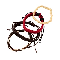Multi-Pack Tan Red and Brown Intertwined Bracelets - 4 Pack