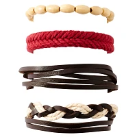 Multi-Pack Tan Red and Brown Intertwined Bracelets - 4 Pack