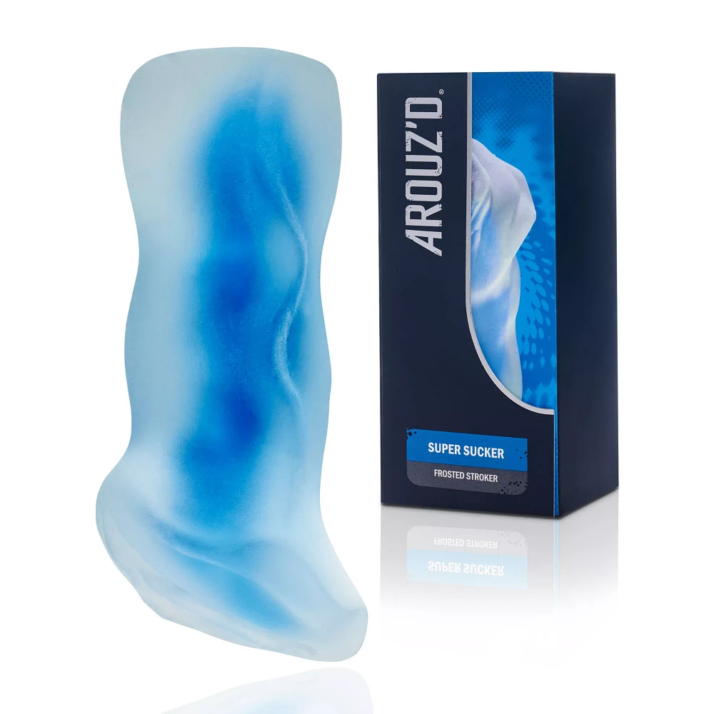 Clear Blue Super Sucker Frosted Stroker - Arouz'd
