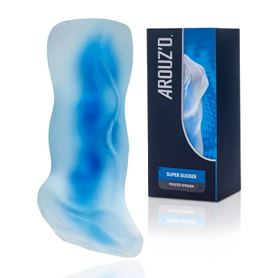 Clear Blue Super Sucker Frosted Stroker - Arouz'd