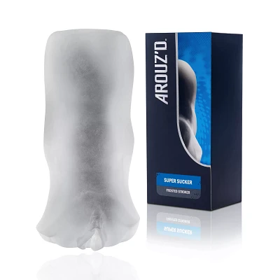 Clear Black Super Sucker Frosted Stroker - Arouz'd