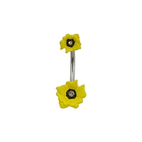 Yellow Double Flower Belly Ring - 14 Gauge