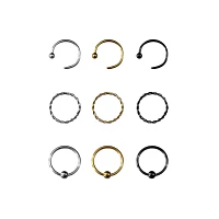 Multi-Pack Assorted Style Nose Rings 9 Pack - 20 Gauge
