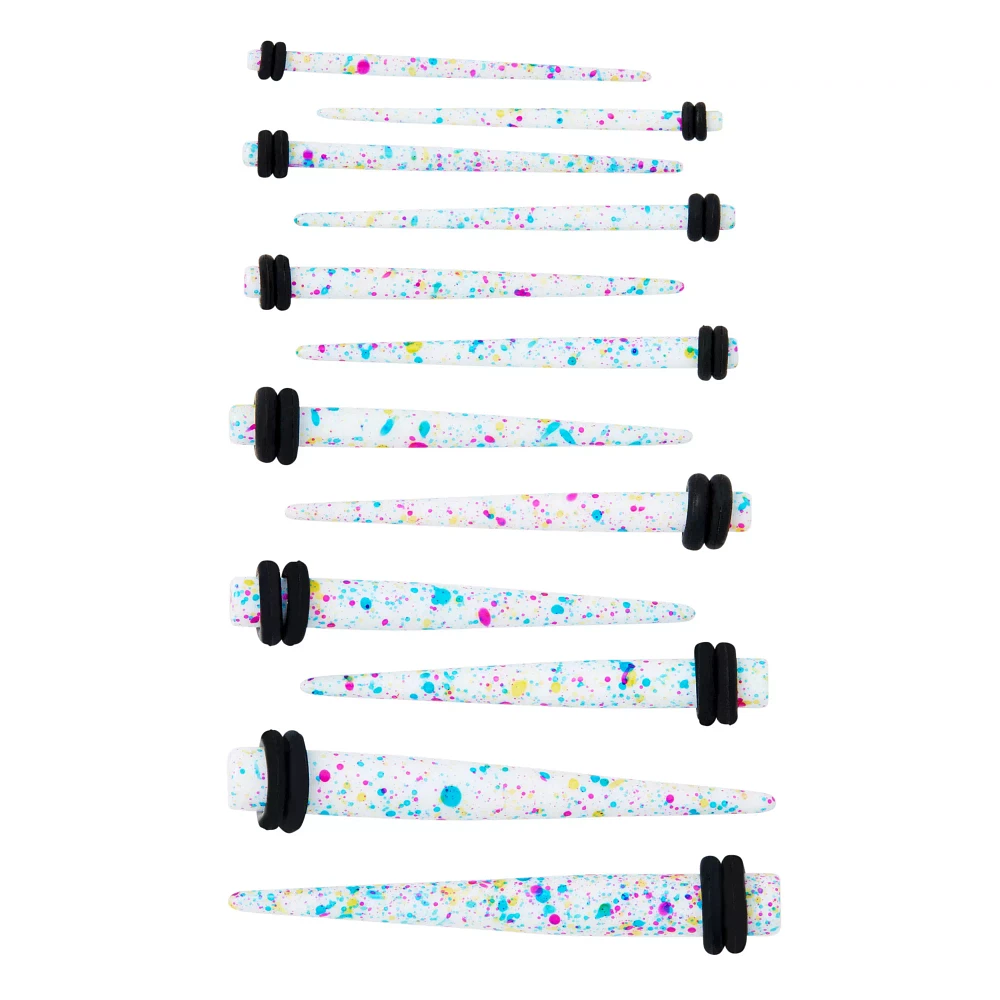 Multi-Pack Acrylic Splatter Tapers 6 Pair - 14-4 Gauge