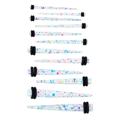 Multi-Pack Acrylic Splatter Tapers 6 Pair - 14-4 Gauge