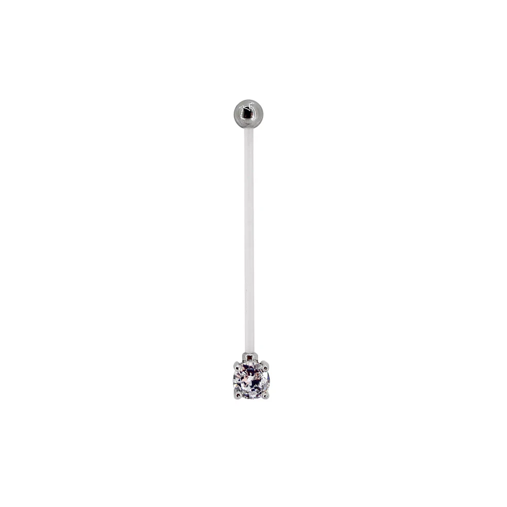 CZ Adjustable Pregnancy Belly Ring - 14 Gauge