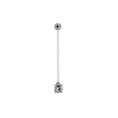 CZ Adjustable Pregnancy Belly Ring - 14 Gauge