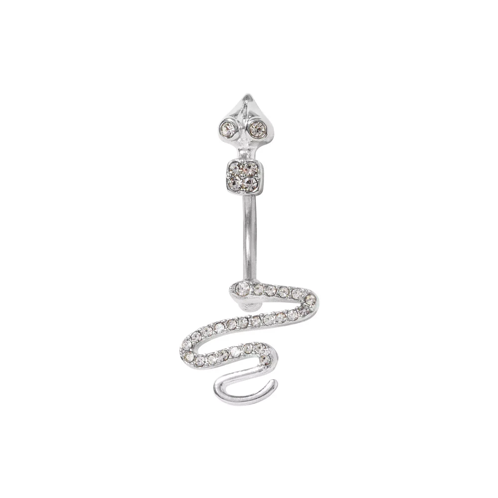 Snake CZ Belly Ring – 14 Gauge