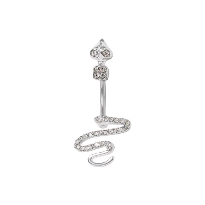 Snake CZ Belly Ring – 14 Gauge