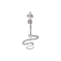 Snake CZ Belly Ring – 14 Gauge